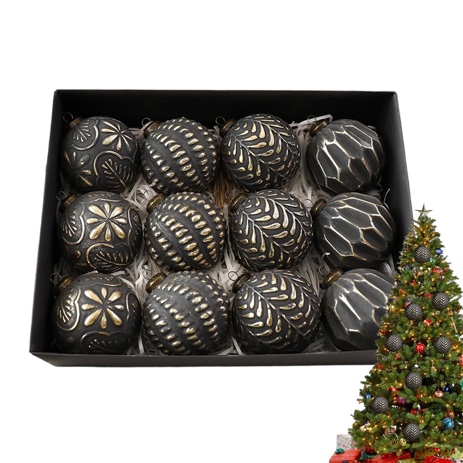 Bolas Navideñas Juego de 12 Colgantes Vintage de Invierno