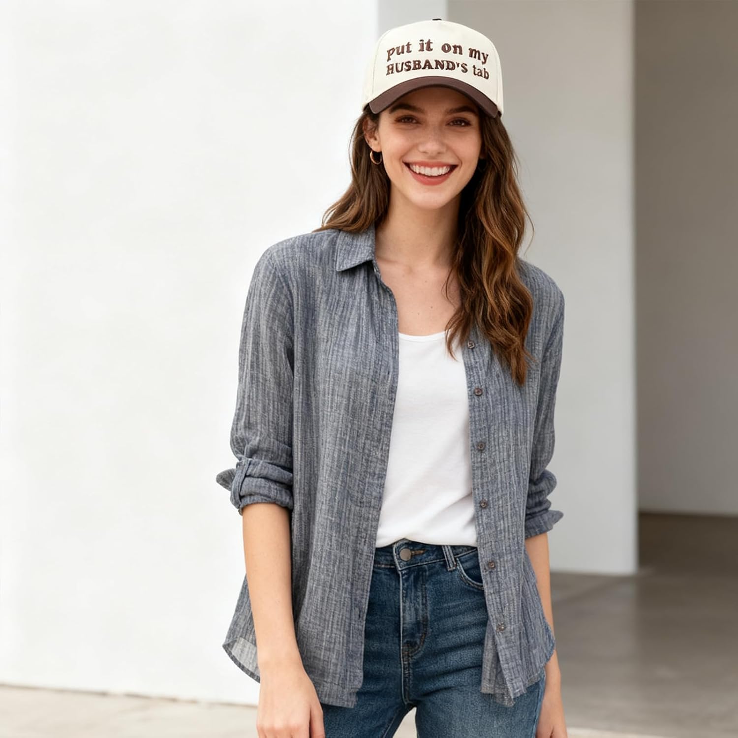 Funny Gag Trucker Hat Put It On My Husbands Tab -Embroidery Funny Hats Adjustable Baseball Cap for Men WomenBlack - Image 5