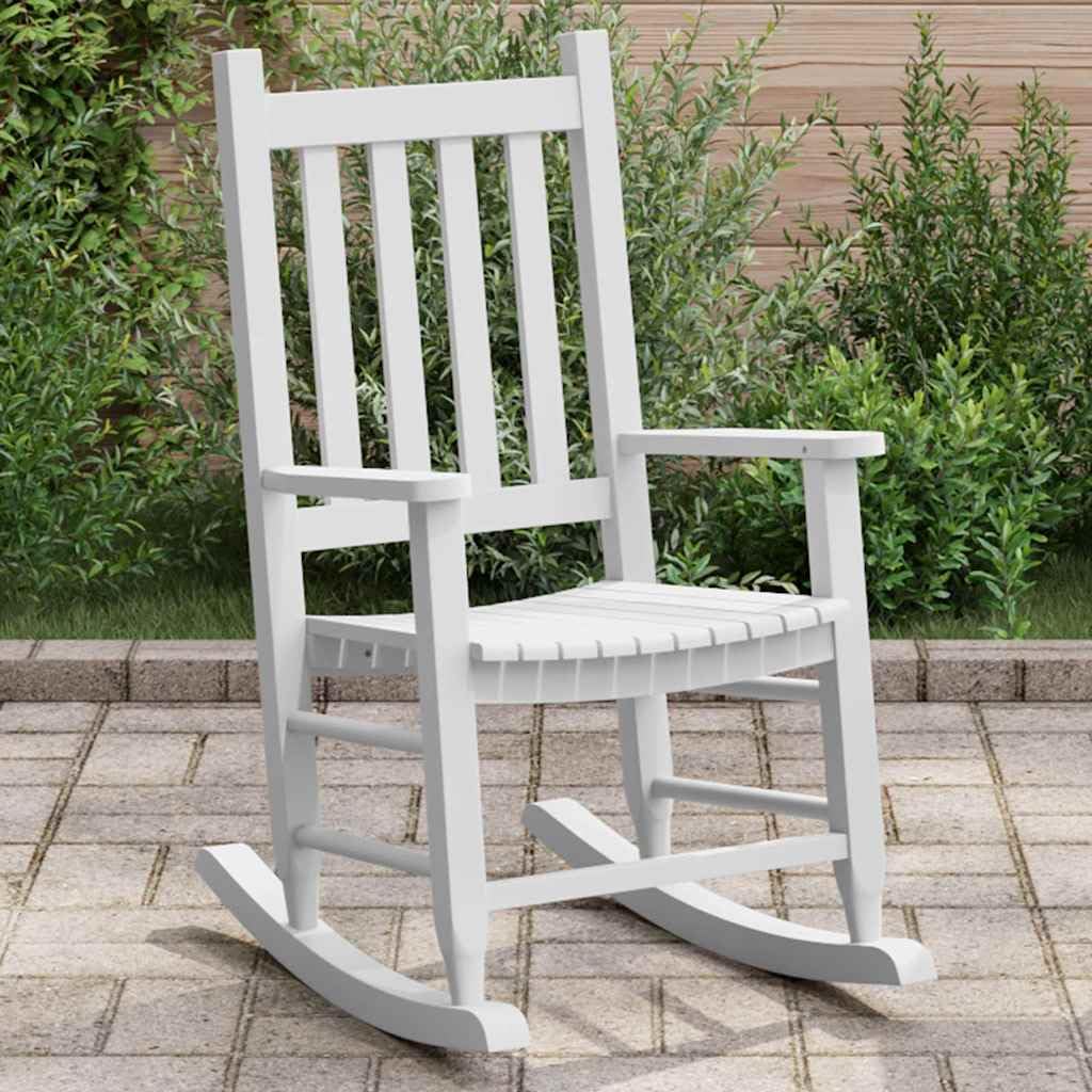 VidaXL Mecedora para Niños de Madera Maciza de Álamo Blanca - Exterior y Jardín - Pequeña