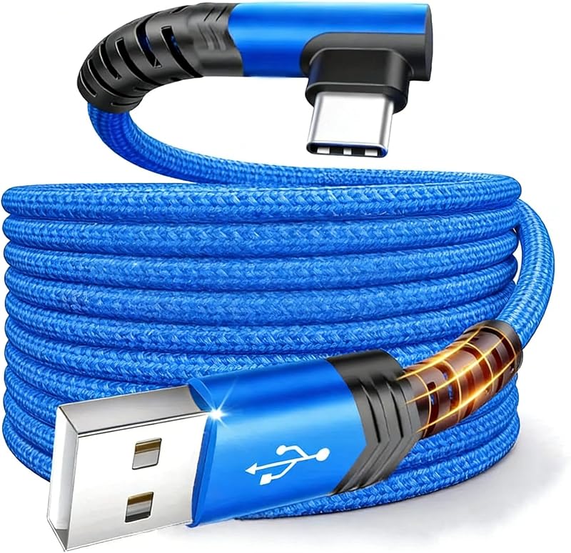Cable USB C Cargador tipo C de 9.9 pies 66W Carga rápida - Cargador de cable USB a USB C en ángulo recto para iPhone 16 15 Samsung Huawei Xiaomi RedMi Oppo Oneplus y más teléfonos inteligentes