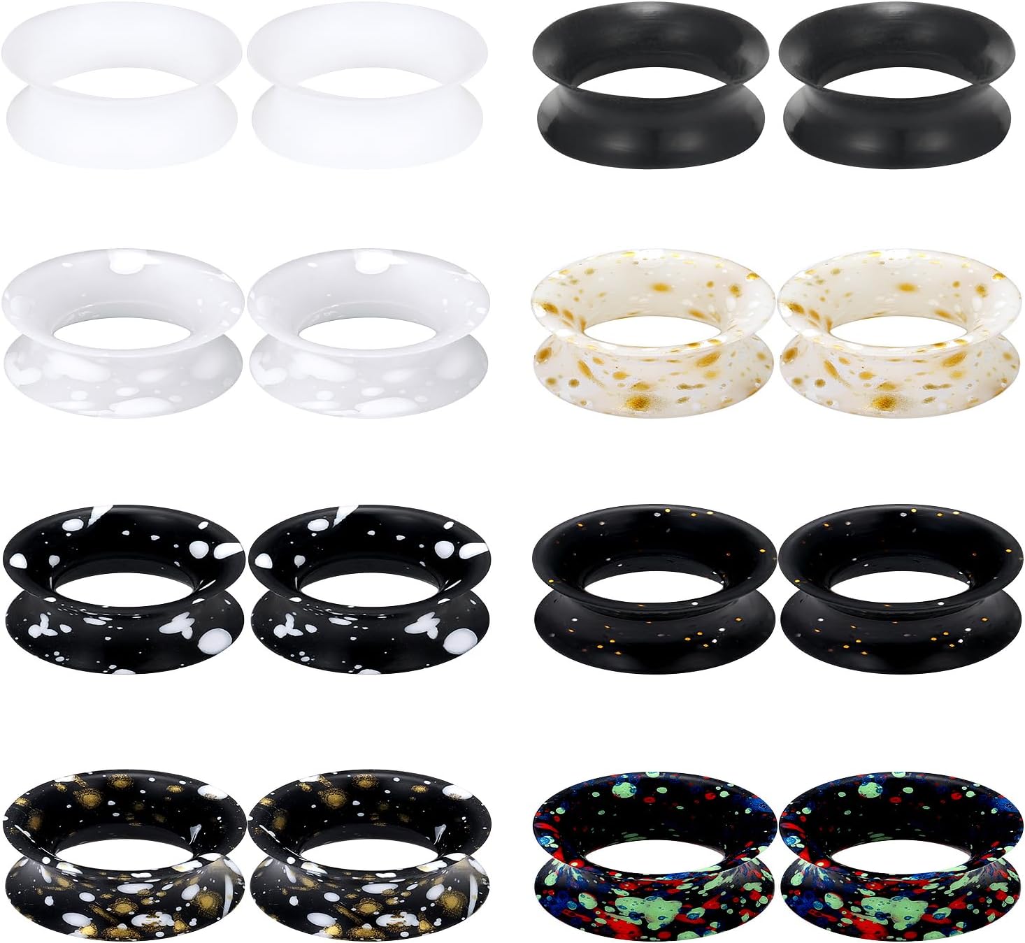 8 Pairs Soft Silicone Ear Gauges Flexible Skin Tunnels Plugs Stretchers Expander Gauges Hollow Double Flared Flesh Ear Piercing Jewelry for Men and Women 6G-20mm