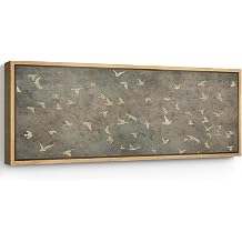 SIGNFORD Large Framed Canvas Print Wall Art Rustic Bird Silhouette Art Vintage-Inspired Birds in Flight Rustic Illustrations Modern Art Warm for Living Room Bedroom Office - 60"x20"