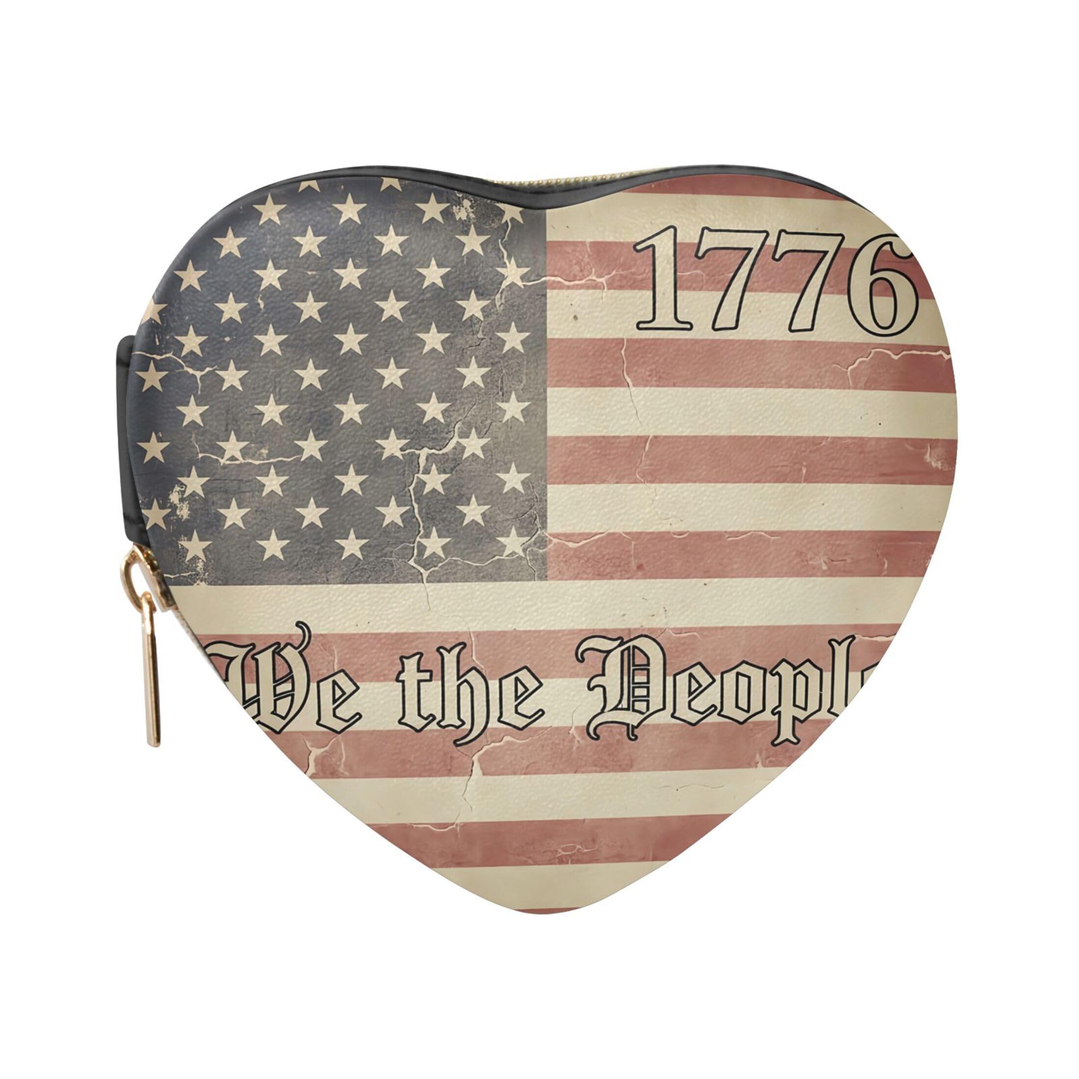 Fuauuyl American Flag Small Jewelry Box Heart-Shaped Jewelry Case, Portable Travel Organizer Bridesmaid Proposal Gift for Women Girls