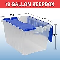 Vista 3 de Akro-Mils KeepBox 12 Gallon Storage Container, Nesting and Stackable Plastic Storage Box with Lid Attached, Clear Tote for Garages, Closets, and
