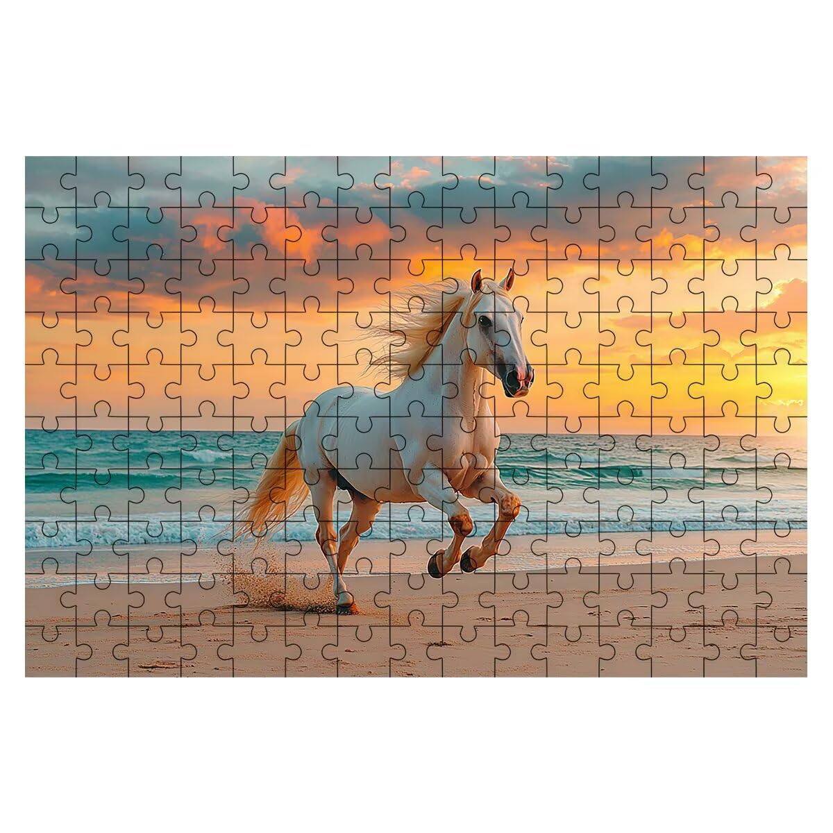 Puzzle 4000 elementów dla dorosłych, puzzle 4000 sztuk plaża, koń puzzle dla dorosłych z wykwintnym pudełkiem do pakowania, gry edukacyjne, duże drewniane puzzle na prezent dla kobiety obraz dekoracja