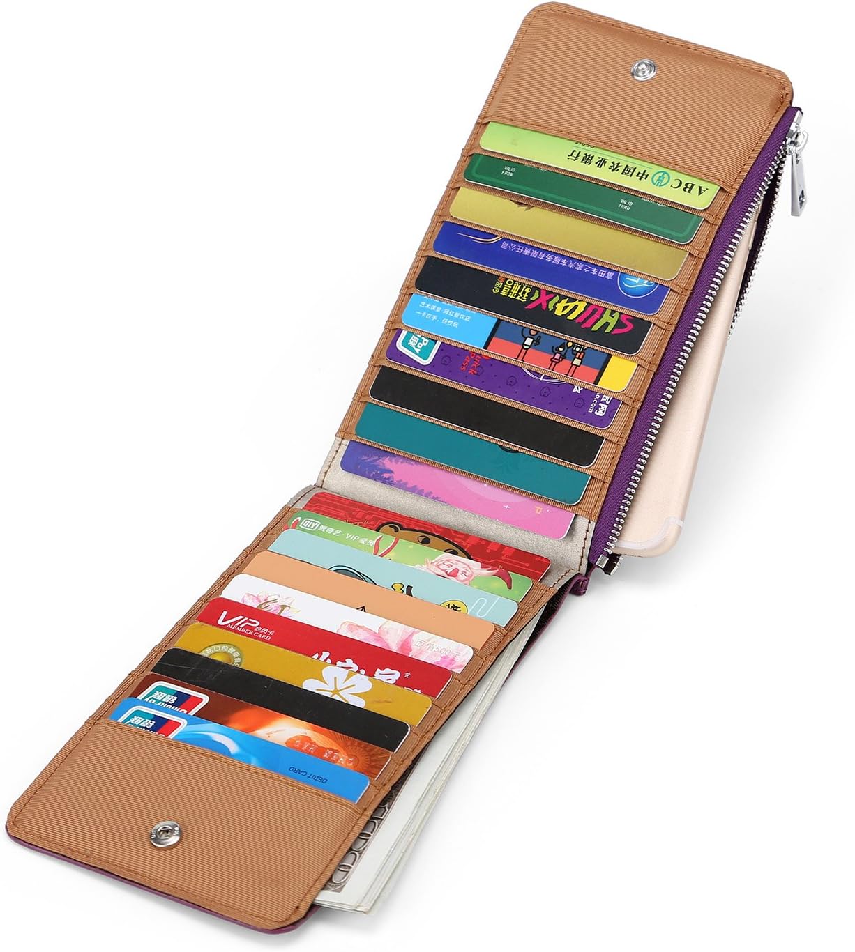 Yafeige Womens Wallet RFID Blocking Bifold Genuine Leather Multi Card Organizer Wallet with Zipper Pocket(Purple1)