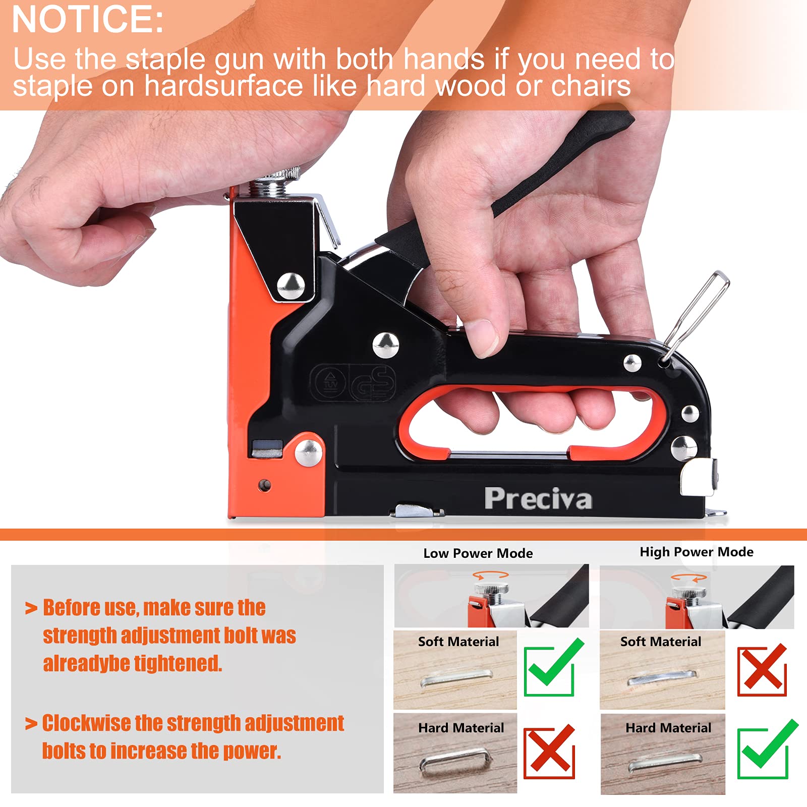 Staple Gun Kit, Preciva 3in1 Heavy Duty Stapler Gun Kit, Hand Steel