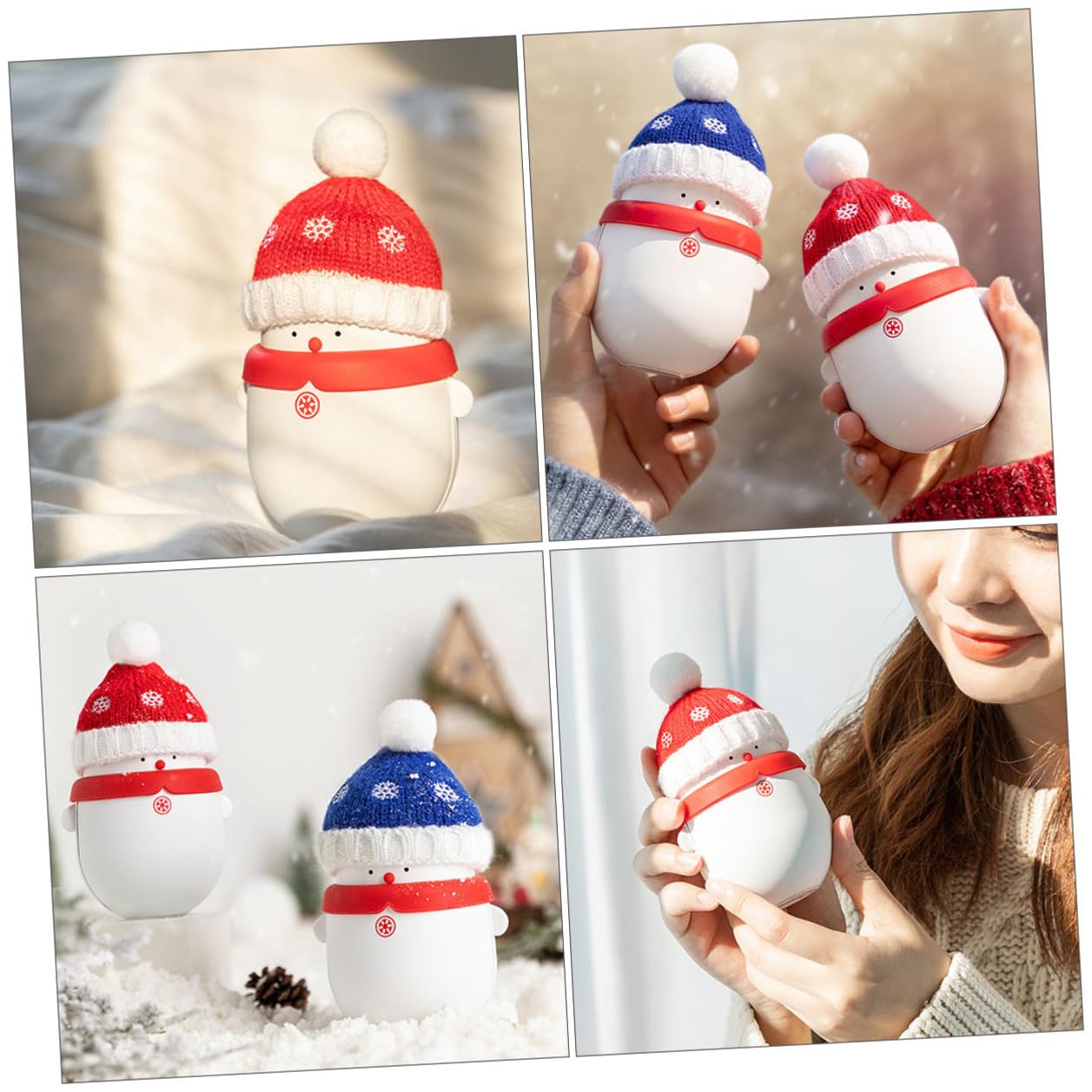 Wiederaufladbarer USB Handwärmer Powerbank Schneemann 6000mah Rot