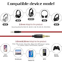 Vista 2 de Cable auxiliar de repuesto de 16 pies, 3.5 a 2.5 pulgadas, cable en espiral de alivio de resorte, compatible con auriculares Bose 700 QuietComfort