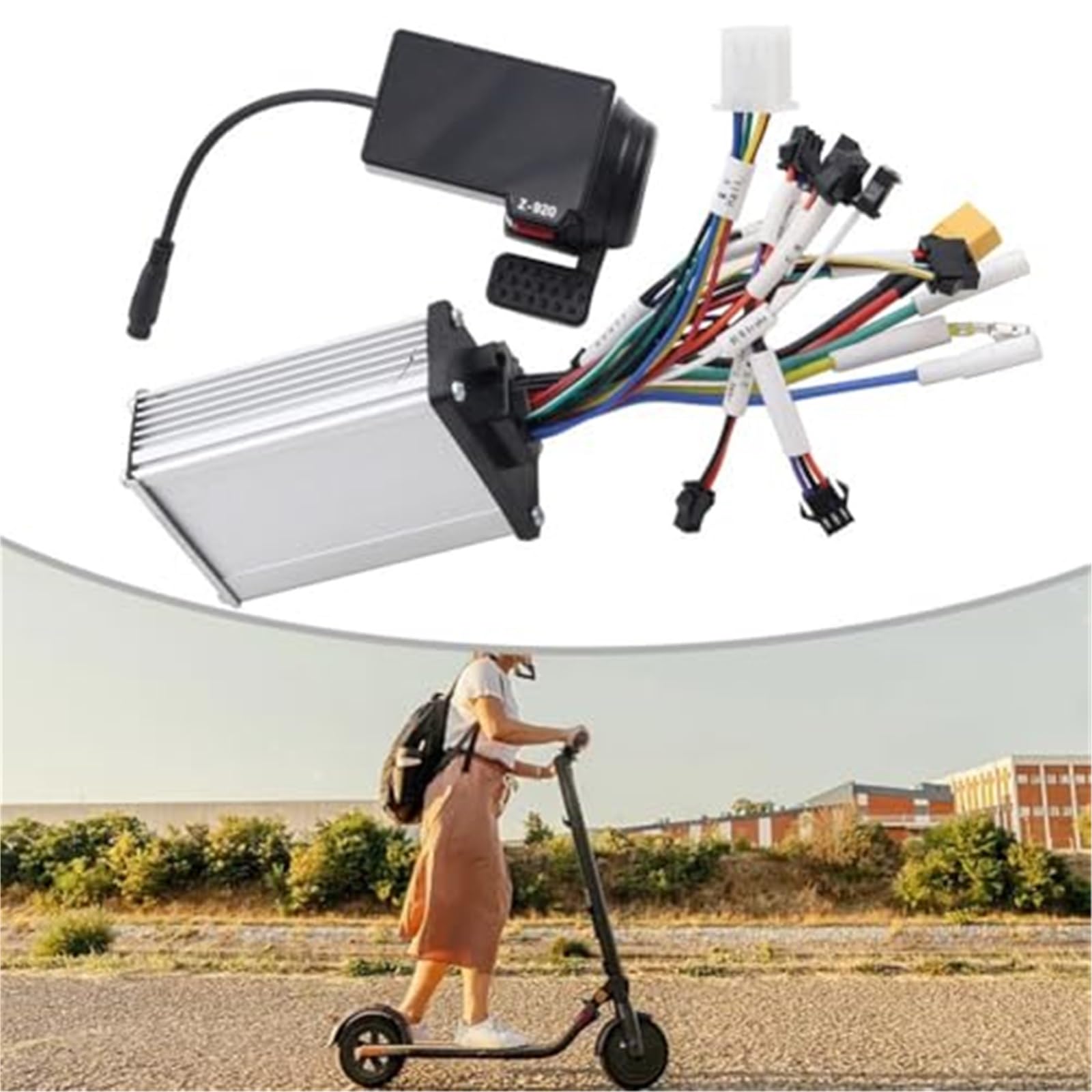 Pantalla LCD de Alta compatibilidad, for Kugoo, Scooter eléctrico, Mejora tu Experiencia de conducción Pantalla de visualización de Instrumentos(Black Display+Controller)
