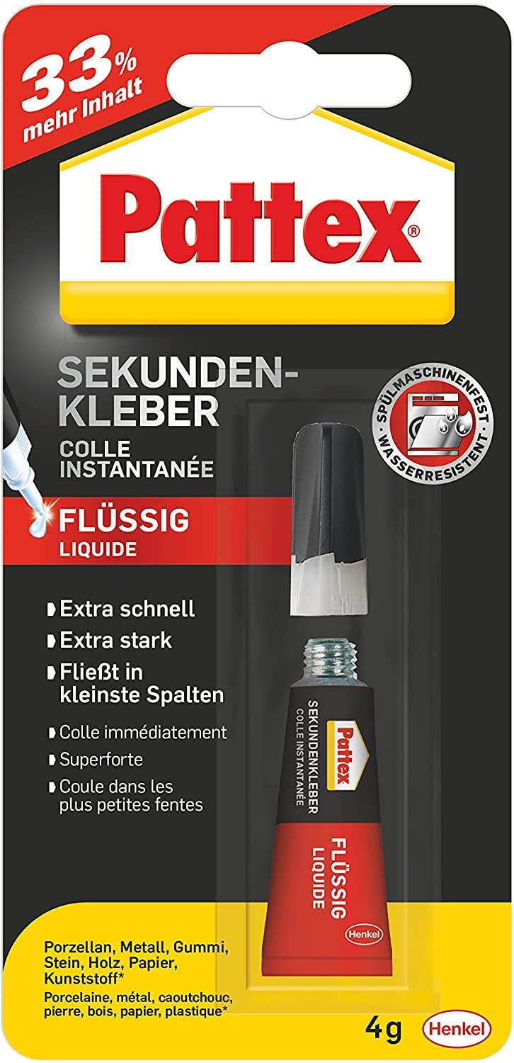 Pattex Sekundenkleber flüssig 12x4g (Insgesamt: 48g) +33% mehr Inhalt