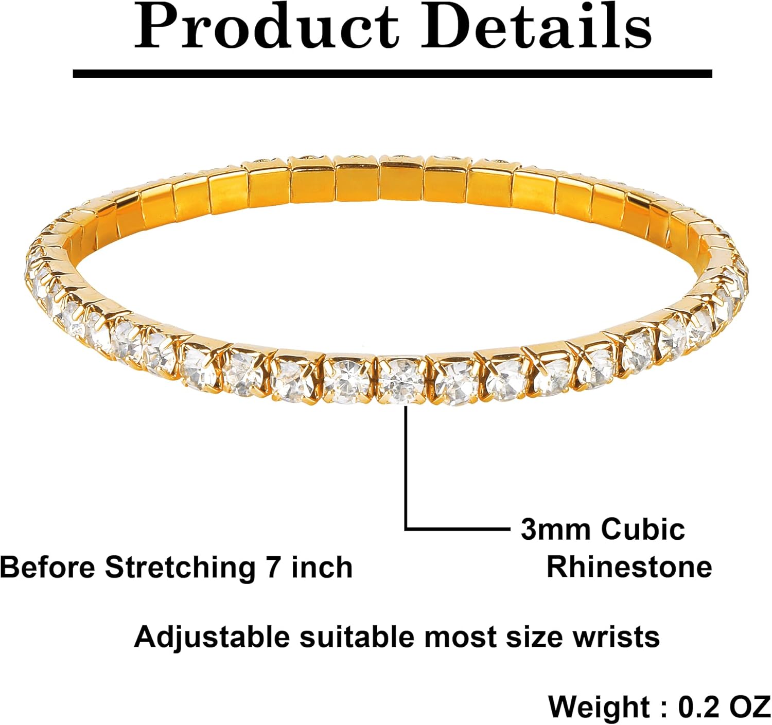 Zealmer Sparkle Multicolor Rhinestone Stackable Stretch Bracelets for Women - Image 2