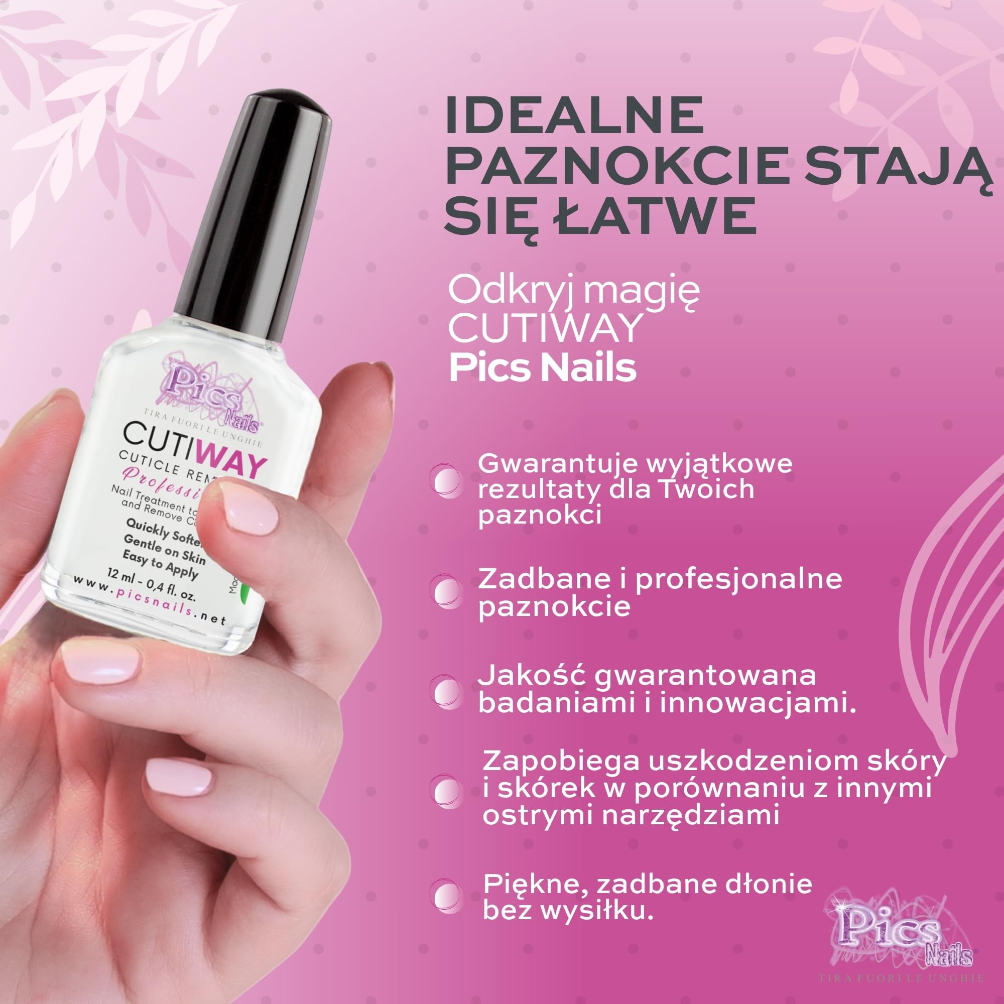 Cutiway profesjonalny środek do usuwania skórek do paznokci, 12 ml, skuteczny środek do usuwania skórek i pedicure