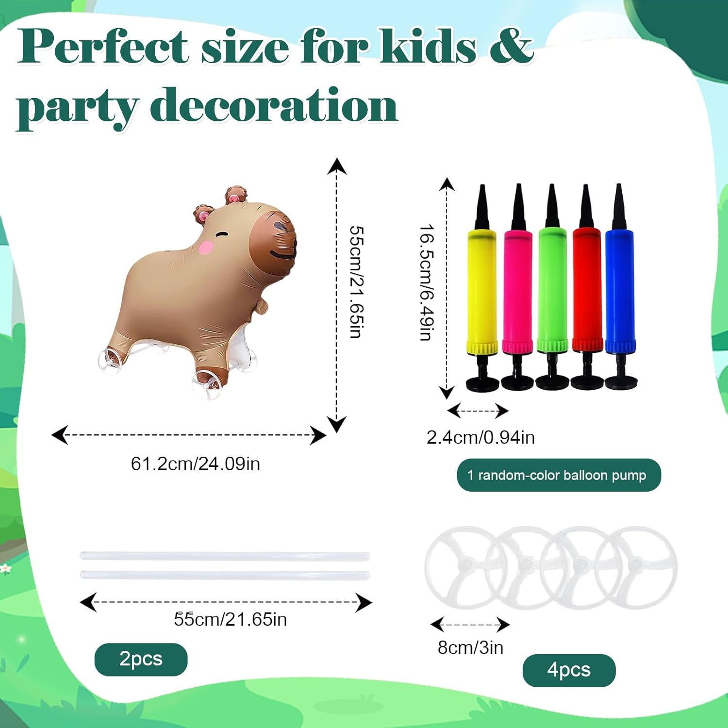 Capybara Pirthday Decorations Walking Balloon with Wheels – Self-Standing Animal Balloon for Kids, Capybaras Party Decorations for Birthday Theme Supplies