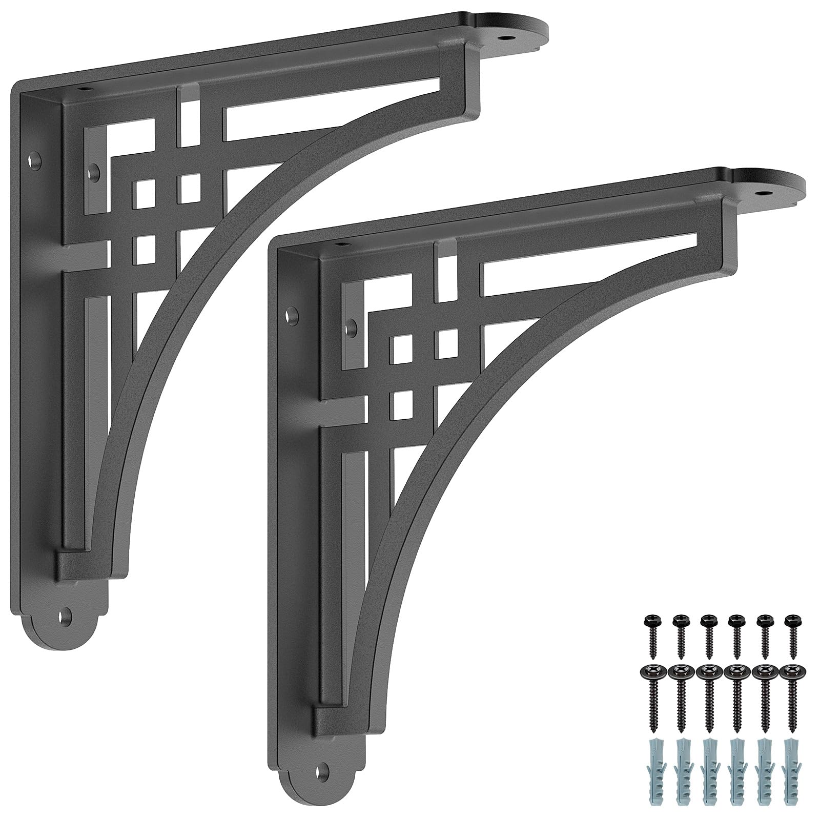 Dolibest 2pcs Shelf Brackets, Floating Shelves Brace Bracket Right Angle Corner Support 20cm Metal Wall Bracket Kitchen/Garage/Basement/Bedroom Storage Rack/Wooden Board Triangle Supporter, Retro
