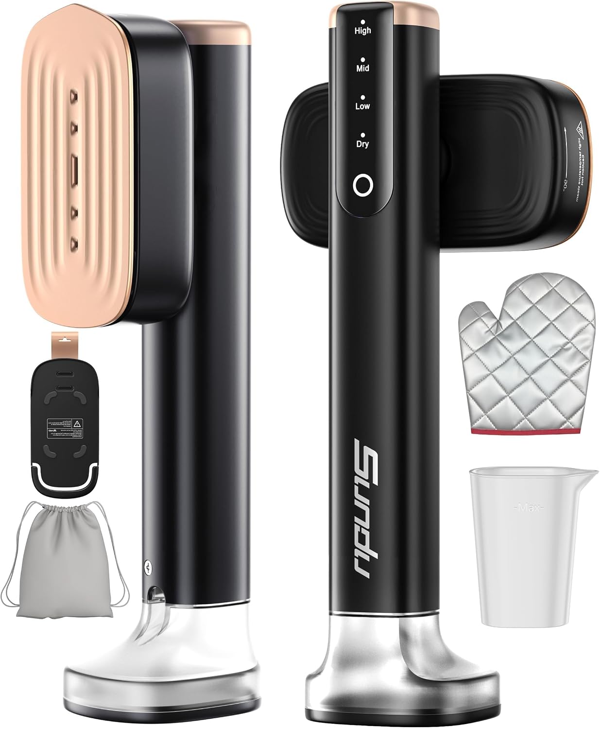 Sundu Steamer for Clothes,1200W Portable Travel Steamer&Iron 180ml Black | Compact 15s heat-up, 180ml tank, 35min powerful steam, 4 Modes , includes gloves,Quick wrinkle removal for travel & home.