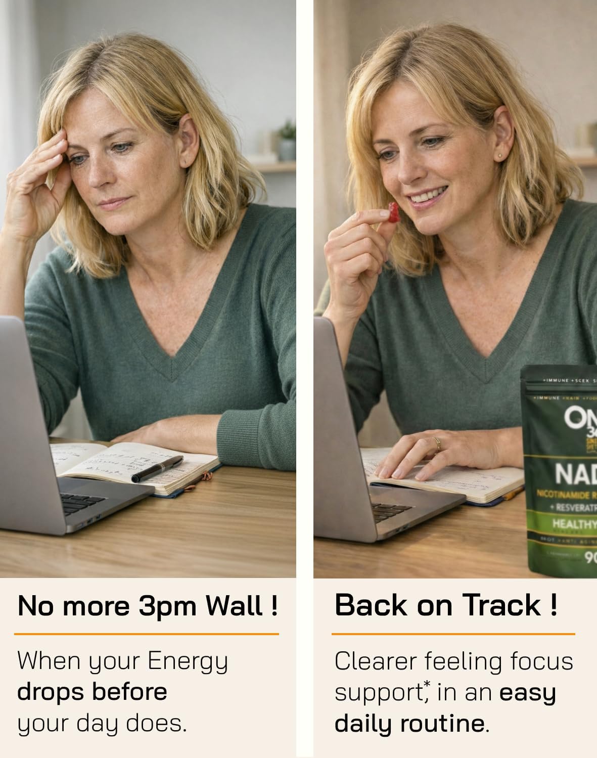 NAD+ Supplement Gummies Nicotinamide Riboside Resveratrol Cellular Energy Healthy Aging Support Antioxidant NAD Plus Booster for Women and Men Vegan Non GMO 1500mg Gummy Vitamins