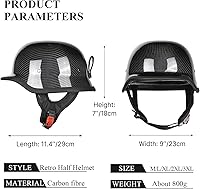 Vista 6 de Kaese Medio casco retro de la motocicleta de la fibra de carbono del estilo alemán certificado DOT