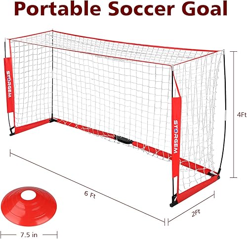 Miniatura 7 de Storgem Portería de fútbol, red de fútbol, porteros de fútbol para patio trasero, con marco de arco, base de metal plegable y 15 conos de