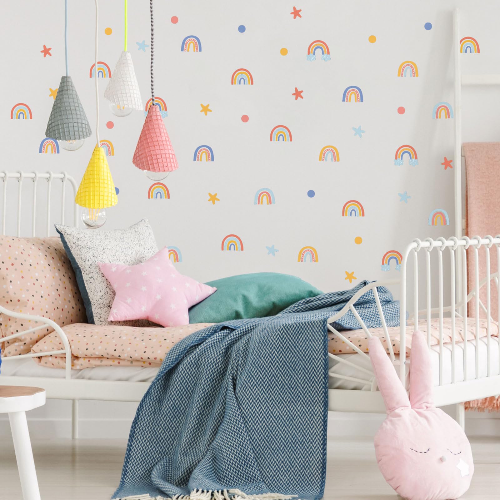 Stickerscape Rainbows and Stars Wall Stickers (Bright Rainbows and Stars) | Nursery Wall Stickers, Rainbow Wall Stickers, Nursery Wall Decor| Easy to Apply, Cleanly Removable