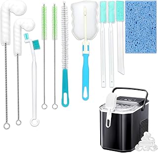 Palksky Ice Machine Cleaner Brush Sets, 10PCS Ice Maker Cleaning Tools - 9Pcs Nylon Bristles with 1Pcs Cleaning Sponge