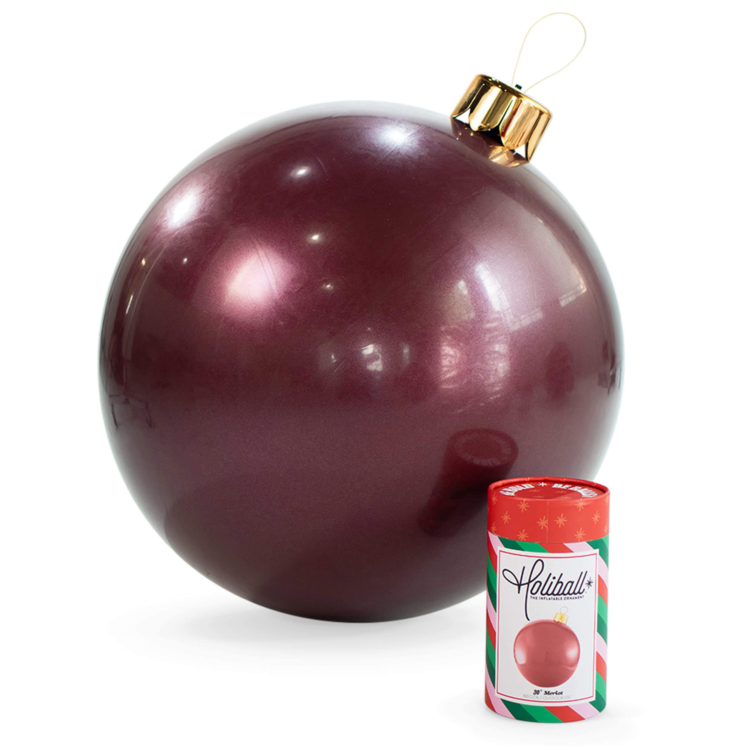 Holiball Nadmuchiwana ozdoba świąteczna, doskonała dekoracja do wnętrz/na zewnątrz, nadaje się do wielokrotnego użytku i przechowywania, na wesela, imprezy, imprezy, kolory drużynowe - 76 cm - Merlot