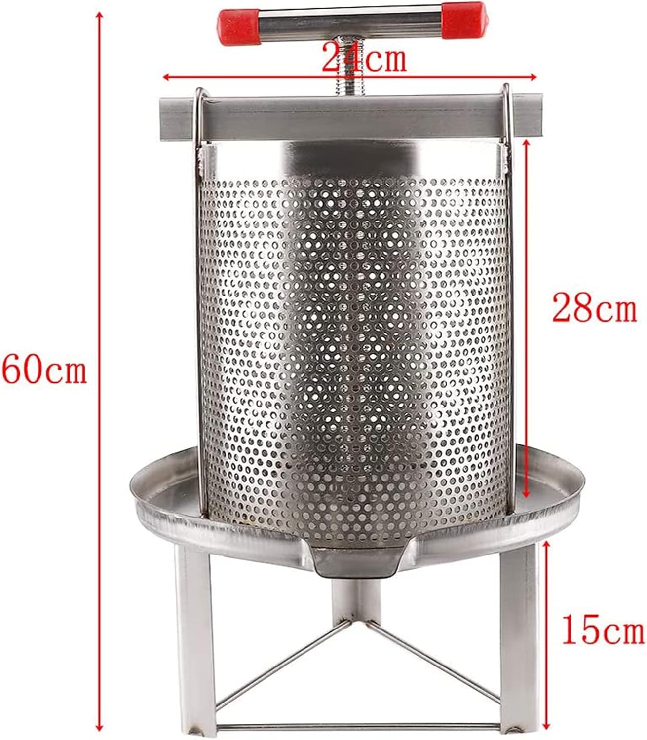 WIKINK Manual Honey Extractor Separator, Stainless Steel Bee Extractor, Commercial Honey Centrifuge Tool, 2mm Mesh Cheese Honey Manual Press, for Honey & Fruit