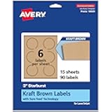 Avery Kraft Brown Starburst Labels, Sure Feed Technology, 3