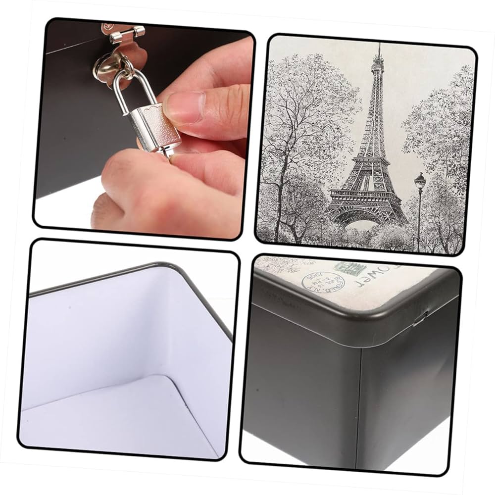 Amazon.co.jp: DECHOUS 鍵付き収納ボックス 金属製の記念品容器