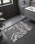 DEXI Mat de salle de bain souple Absorbant, 24x43 Rug de bain antidérapant, matelas de tapis lavable pour douche, baignoire, évier, gris et blanc