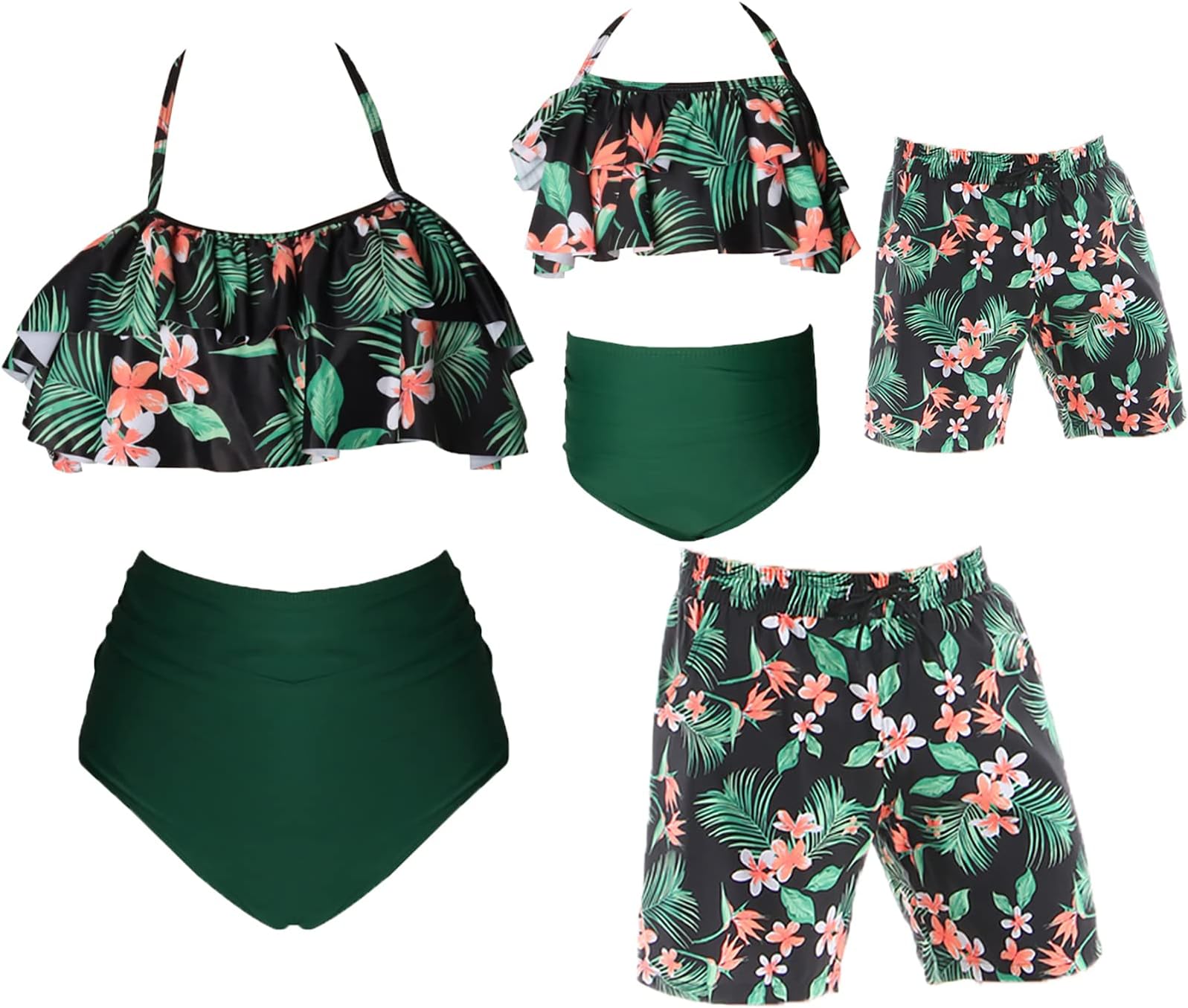 CIYCUITFamily Matching Swimsuits Leaves Print Bathing Suit Swimwear Set