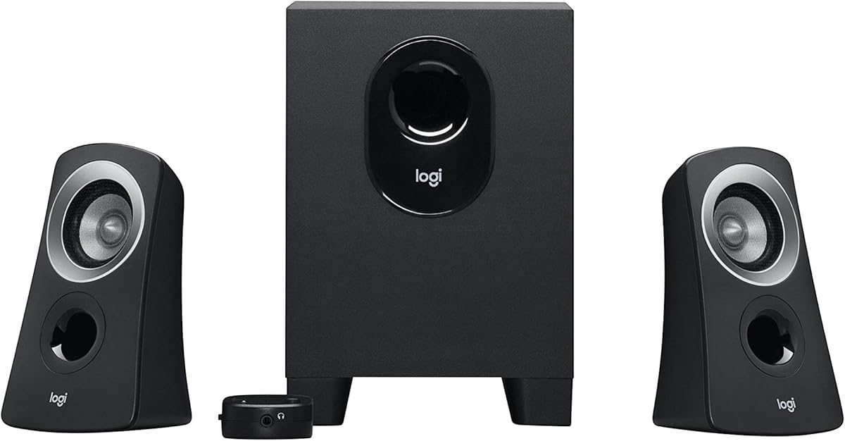 Logitech Z313 2.1 Multimedia Speaker System with Subwoofer, Full Range Audio, 50 Watts Peak Power, Strong Bass, 3.5mm Audio Inputs, PC/PS4/Xbox/TV/Smartphone/Tablet/Music Player - Black