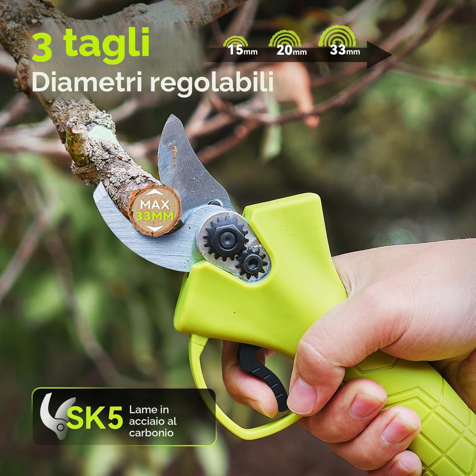 Supstable 4 in 1 Kit Motosega a Batteria Telescopica 6 Pollici 33 mm con 8000 mAh Batterie 4,8 m