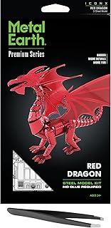 Fascinations Metal Earth Premium Series Red Dragon 3D Metal Model Kit Bundle with Tweezers