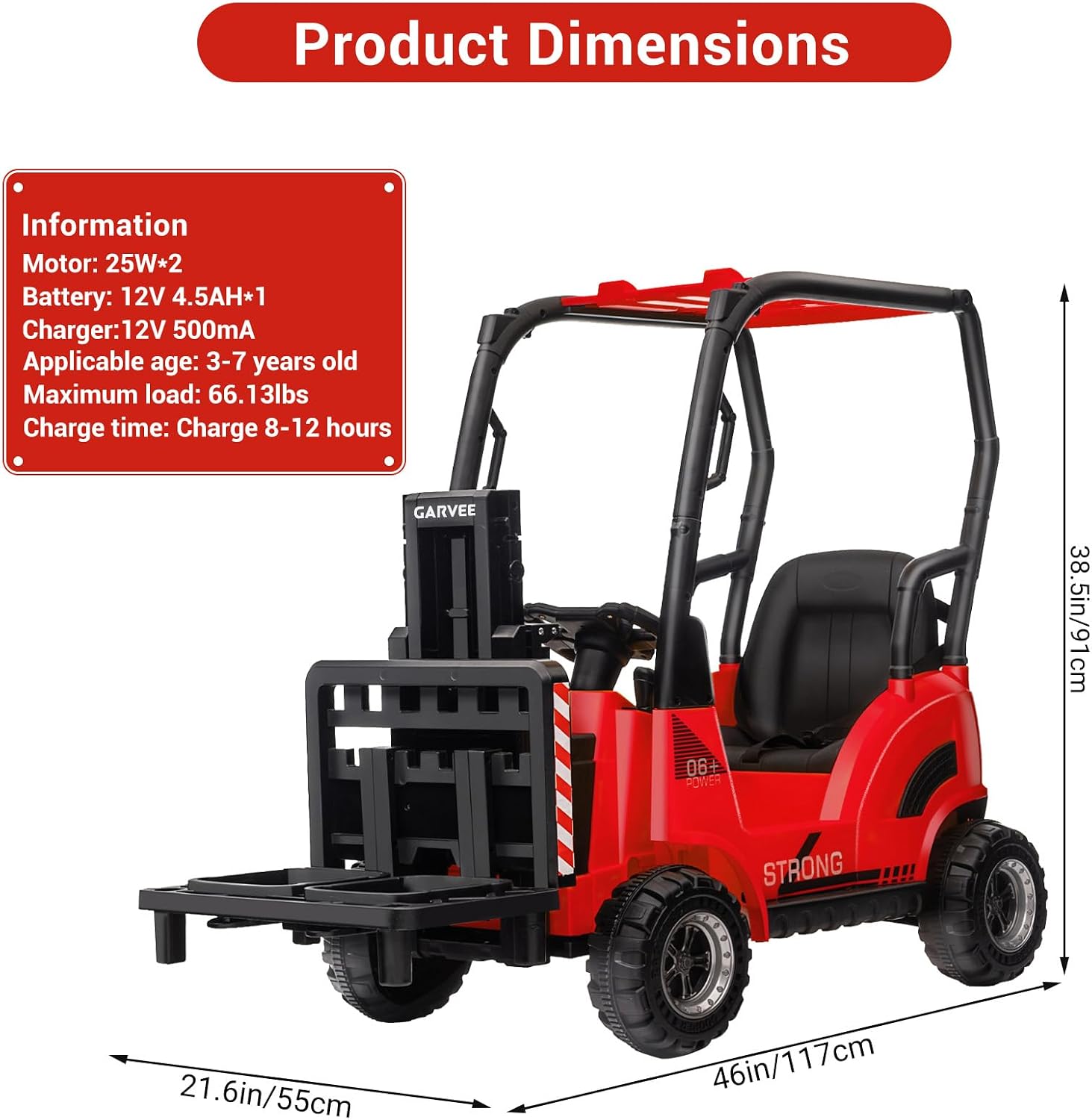 Garvee Forklift Product Dimensions