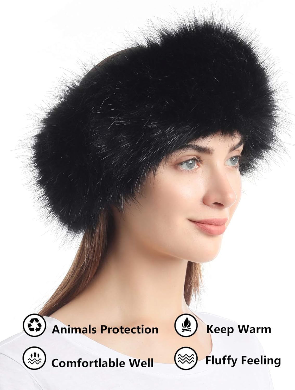 Faux Fur Headband with Elastic for Women's Winter Earwarmer Earmuff(One