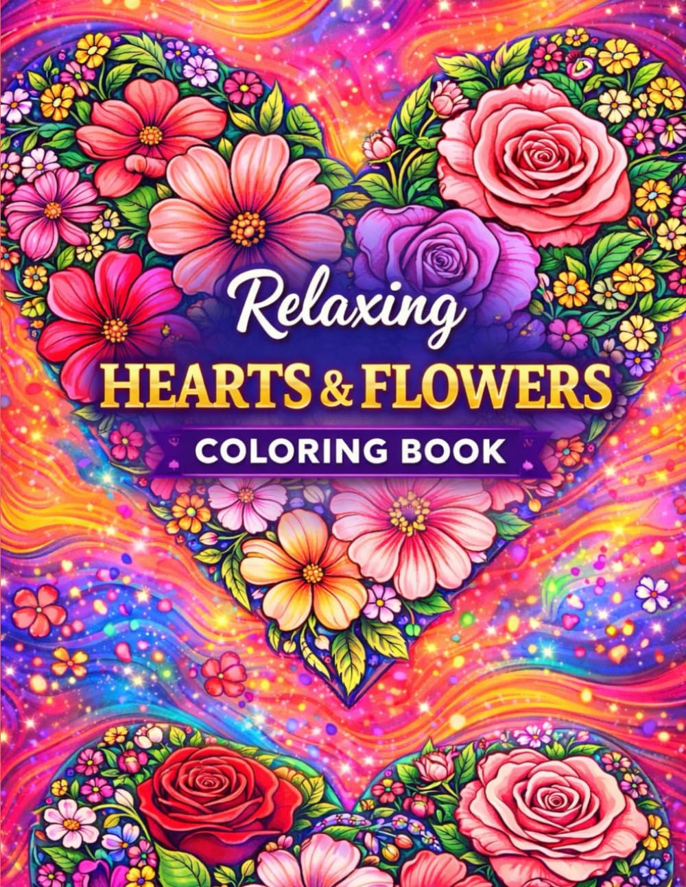 Relaxing Hearts & Flowers Coloring Book: A Calming Adult Coloring Book for Stress Relief, Mindfulness, and Creative Relaxation