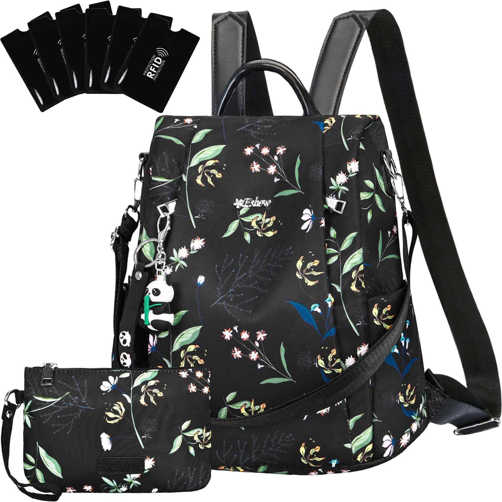 Eshow Zaino Donna Antifurto, Zainetto Multifunzionale, Borsa Casual ed Moda per Viaggio, Scuola, Lavoro, Shopping, Visite e Università