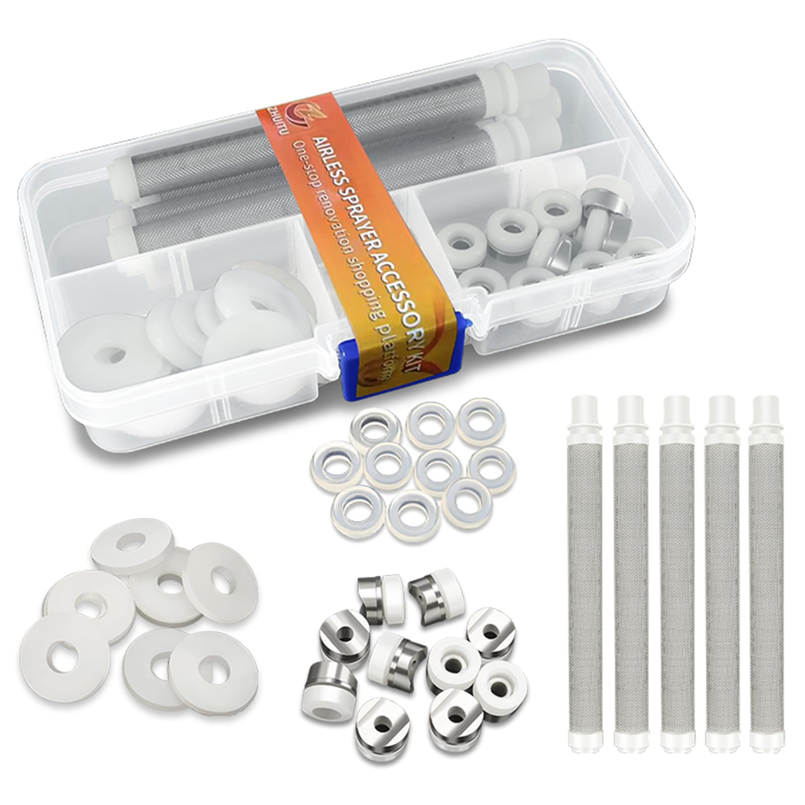 Airless Paint Sprayer Gaskets Seal Tip Gaskets Nylon Flat Spacers Silicone Gaskets Airless Paint Spray Gun Filter Airless Sprayer Accessories 35Pcs