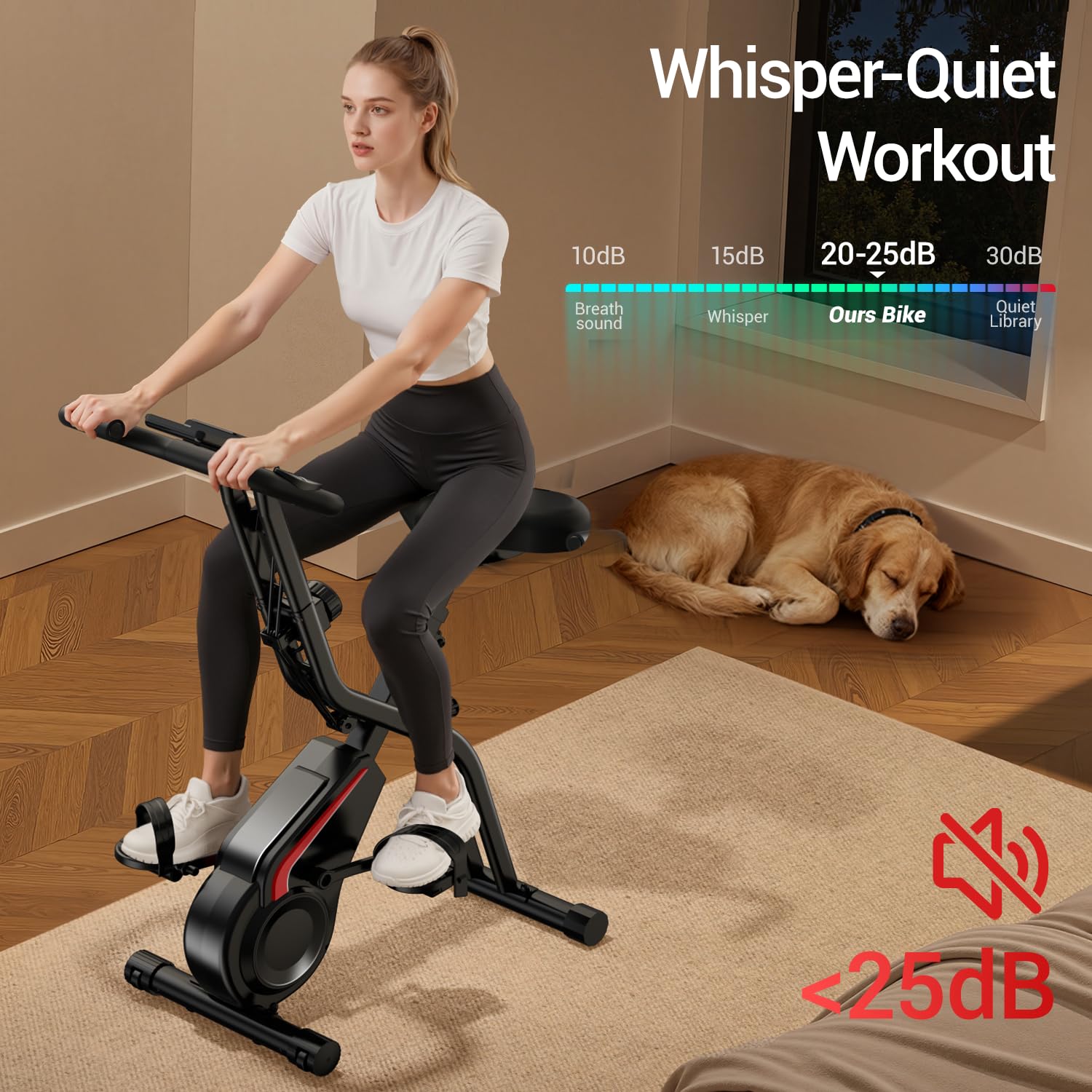 UMAY Rower treningowy składany, 5 w 1 Profesjonalny rower spinningowy z 16 poziomami oporu magnetycznego, Rower treningowy składany do domu z wygodnym siedzeniem, Maks. 136 kg