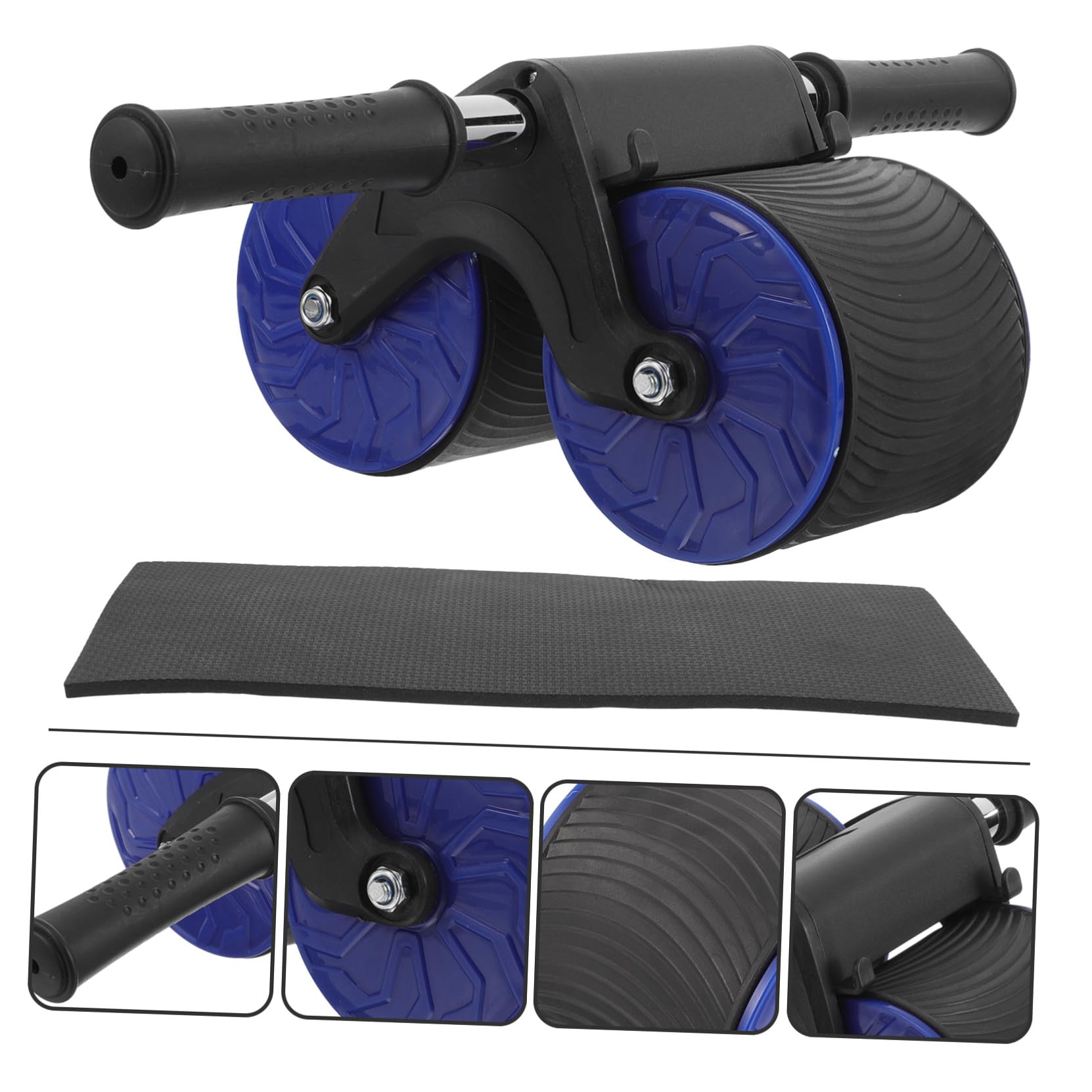 STOBAZA Rodillo Abdominal Doble Rueda con Alfombrilla para Rodillas Equipo Fitness Profesional para Entrenamiento Muscular Casa y Gimnasio Entrenamiento Abdominal Eficaz para