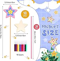 Vista 2 de Chinco 57 Pcs Star Princess Fairy Wands Kit Make Your Own Princess DIY Art Craft Magical Wand Include 18 Star Wooden Fairy 9 Gem Stickers 20 Ribbons