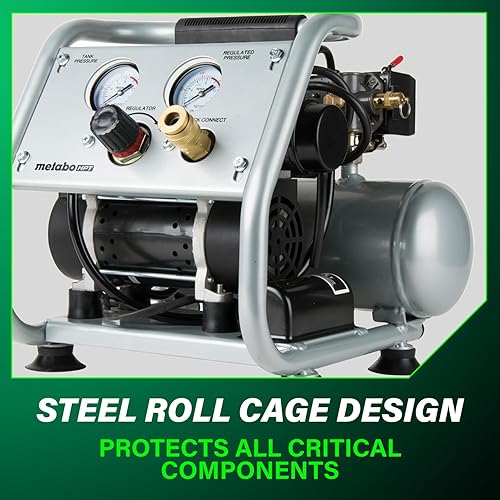 Miniatura 13 de Metabo HPT Compresor de aire silencioso, compresor de aire portátil sin aceite de 1 galón, funcionamiento ultrasilencioso a 59 dB, acoplador rápido