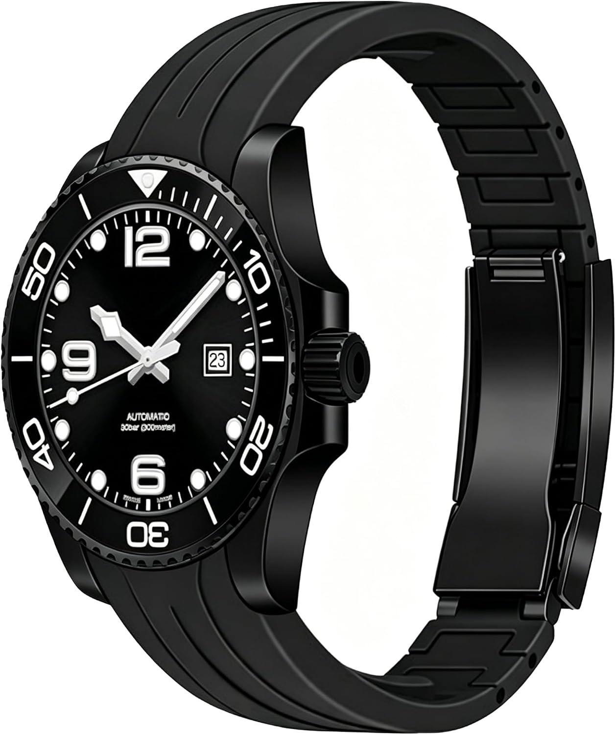 YISIWERA 18mm 20mm 22mm Rubber Watch Band Curved Ends, Soft Black Silicone Watch Bands Strap with Solid High Polised Brushed Double Lock Buckle for Men Women