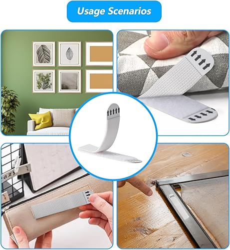 Miniatura 5 de Zxglxinyao Tiras para colgar cuadros resistentes, 30 pares60 piezas para colgar cuadros, kit de tiras para colgar fotos, sin gancho y bucle de