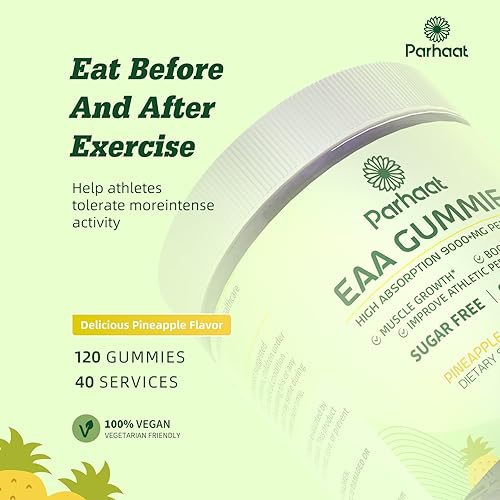 Miniatura 5 de Gomitas EAA 120 gomitas (piña), aminoácidos esenciales - Los 9 aminoácidos esenciales (EAA) y todos los aminoácidos de cadena ramificada (BCAA), sin