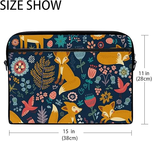 Miniatura 2 de XMCL - Funda para computadora portátil con diseño de zorro bosque, maletín para computadora portátil, con correa ajustable para el hombro de 14 a