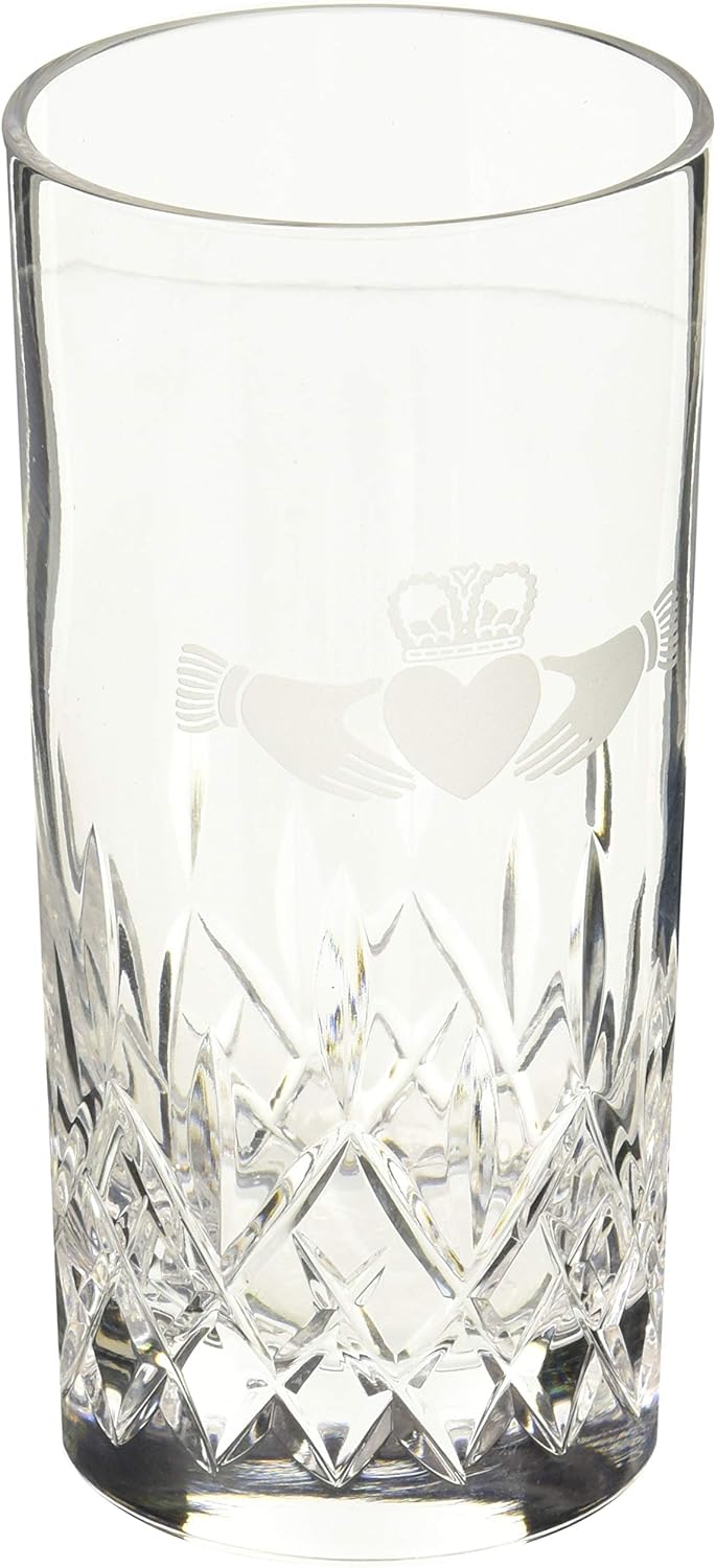 Galway Crystal Irish Claddagh Highball Glasses Gift Set of 2 Wine Glasses