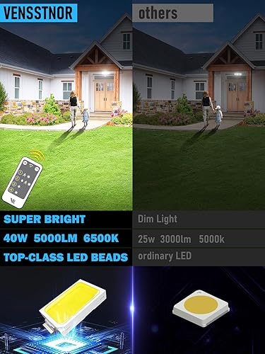 Miniatura 2 de Luces para exteriores con sensor de movimiento, 48 W, 5000 lúmenes, 6500 K, 4 modos de iluminación, detección de movimiento de 180, impermeable