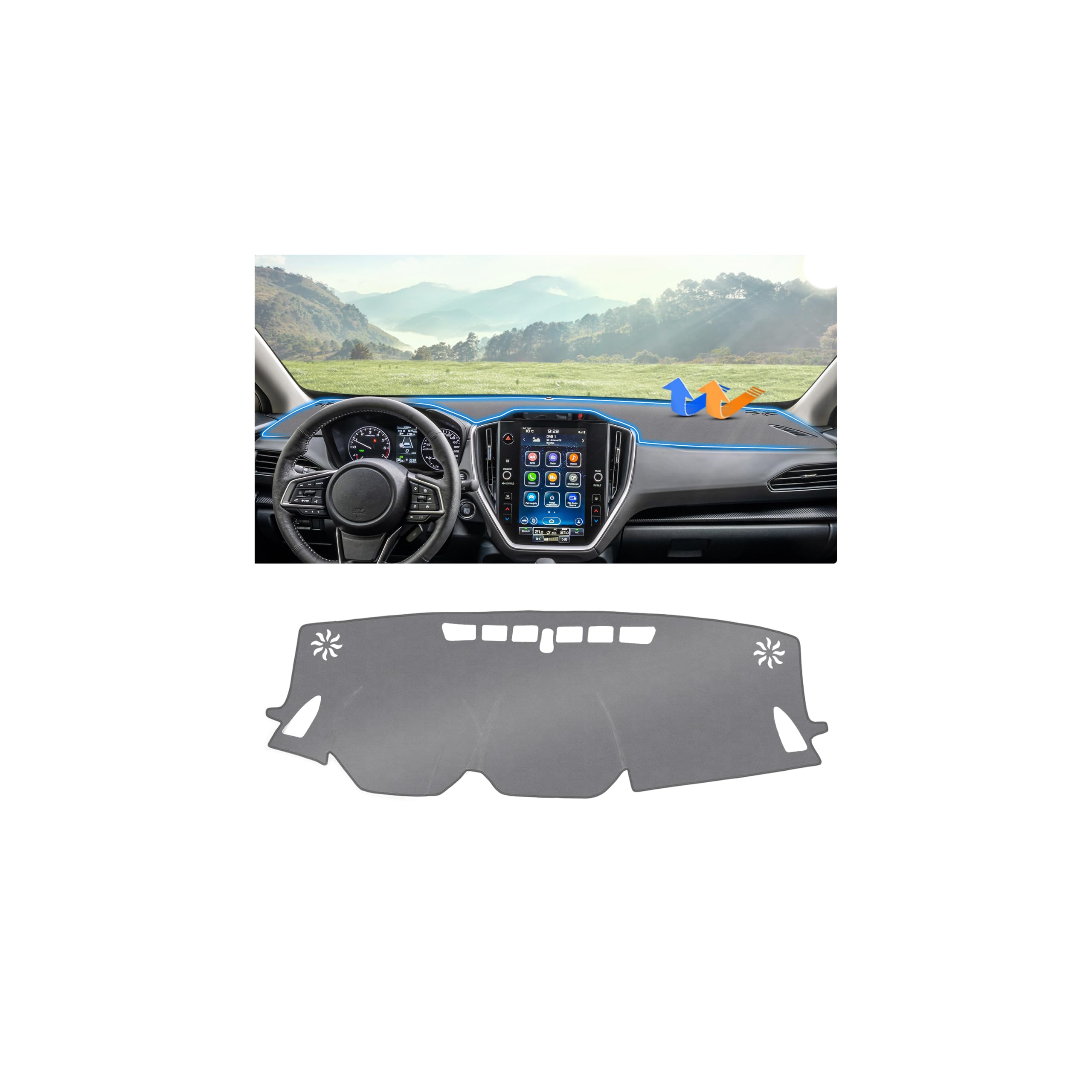 Autorder Gray Dashboard Cover Mat for Subaru Crosstrek 2024 2025 2026 Accessories Dash Cover Upgrade Polyester Dash Mat Sunshade Glare UV Rays Protector